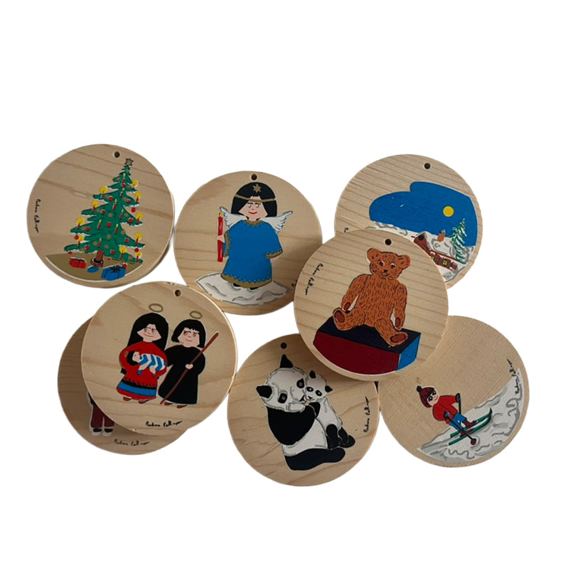 Südtiroler Adventskalender aus Holz – 24 bedruckte Tannen-Holzscheiben für natürliche Weihnachtsdekoration
