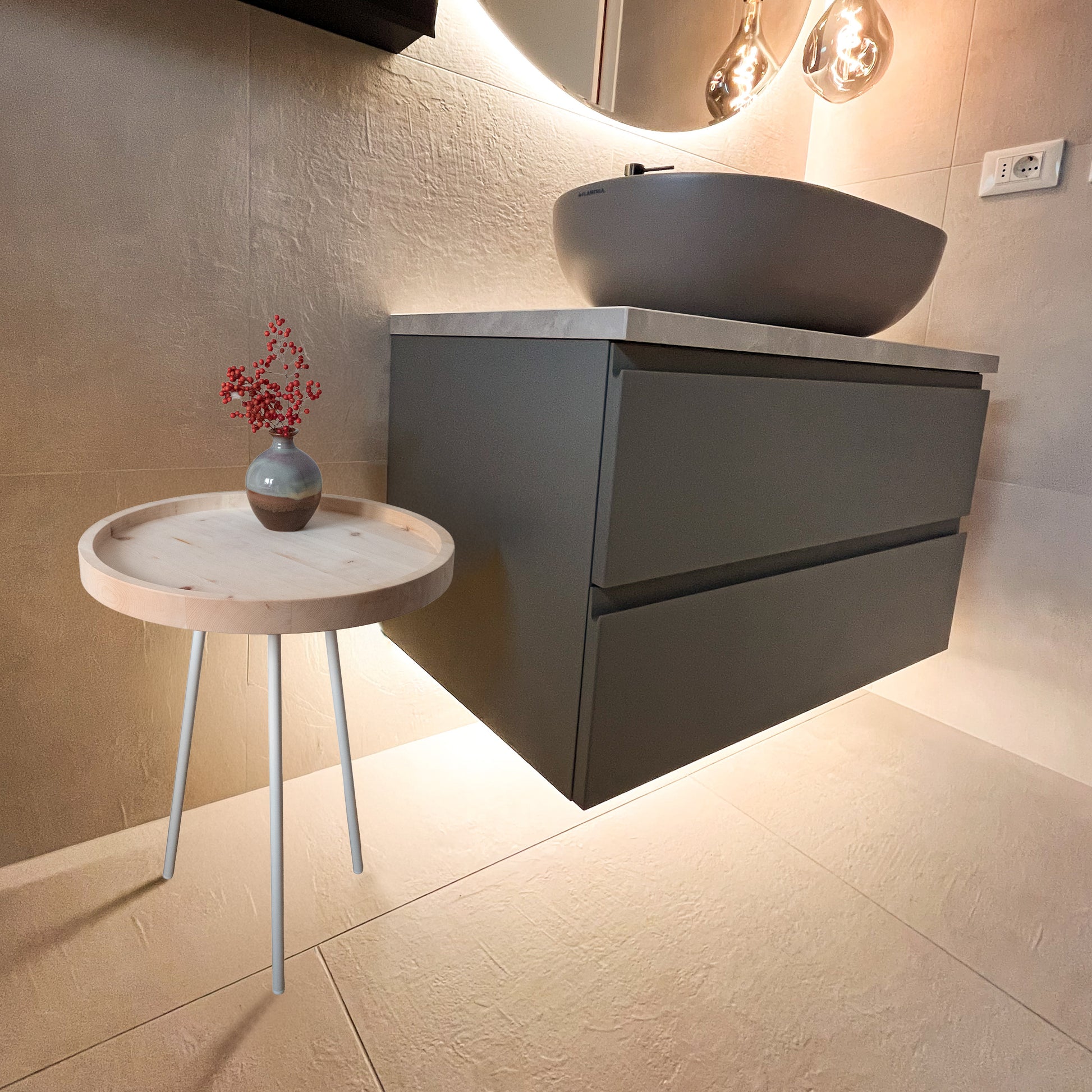 Beistelltisch in weiß minimalistisch Badezimmer